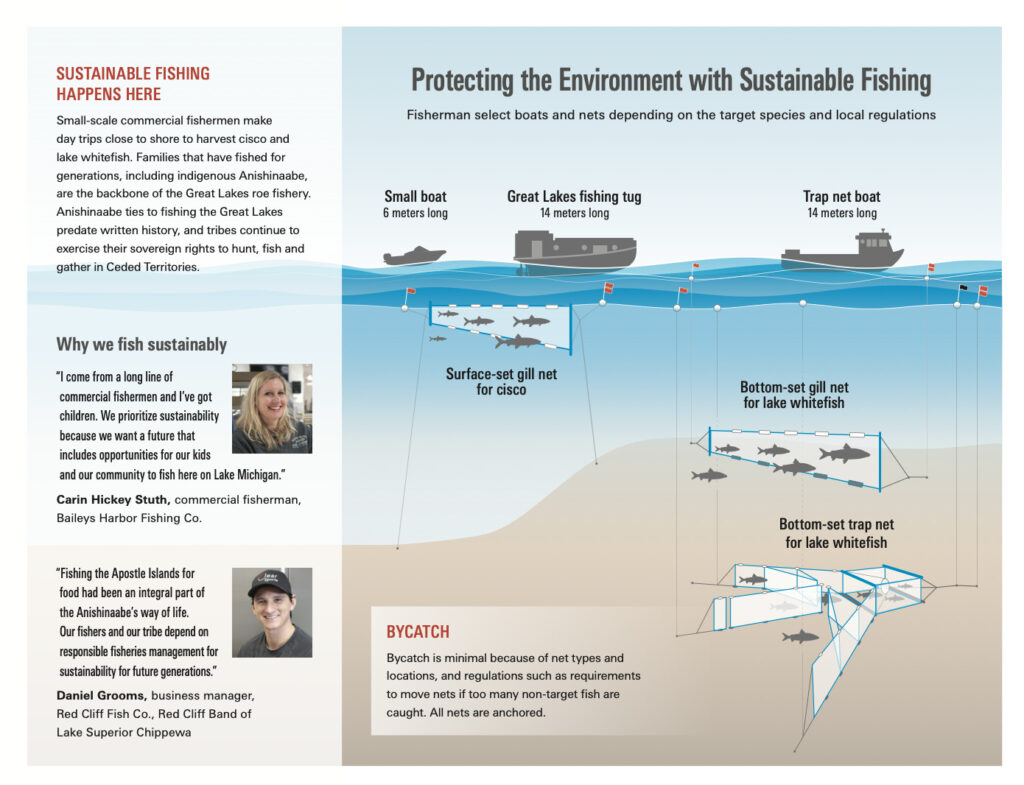 Diagram on how fishermen protect the environment with sustainable fishing